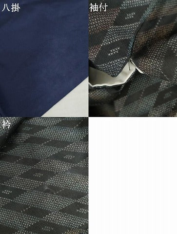 平和屋着物●本場大島紬　9マルキ　変わり斜縞　黒地　正絹　逸品　AABL0114cs