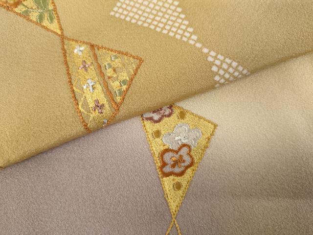 平和屋着物●訪問着　刺繍　花蝶文　暈し染め　正絹　逸品　AABL0118cs