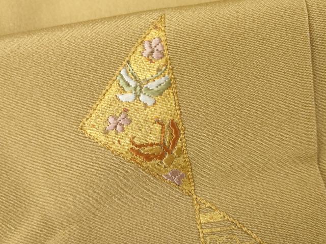 平和屋着物●訪問着　刺繍　花蝶文　暈し染め　正絹　逸品　AABL0118cs