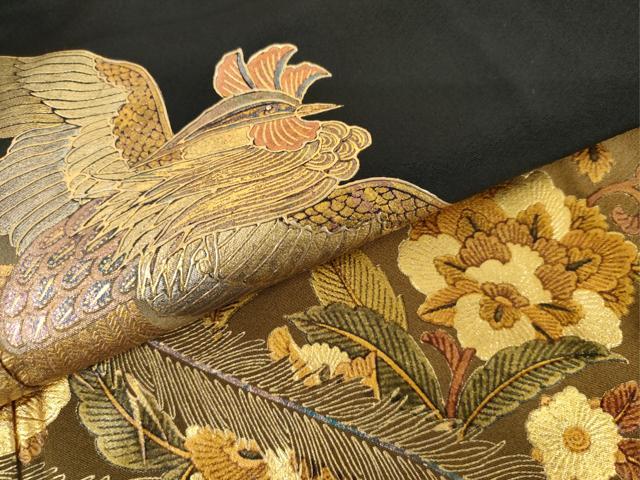 平和屋着物●豪華黒留袖　泰常　鳳凰更紗花文　暈し染め　金銀彩　正絹　逸品　AABL0119cs