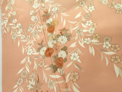 平和屋着物●訪問着　駒刺繍　枝垂れ桜文　暈し染め　金彩　正絹　逸品　AABL0120cs