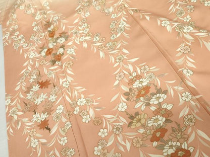 平和屋着物●訪問着　駒刺繍　枝垂れ桜文　暈し染め　金彩　正絹　逸品　AABL0120cs