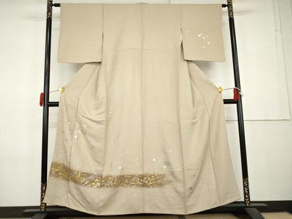 平和屋着物●訪問着　枝花文　暈し染め　金銀彩　正絹　逸品　AABL0123cs