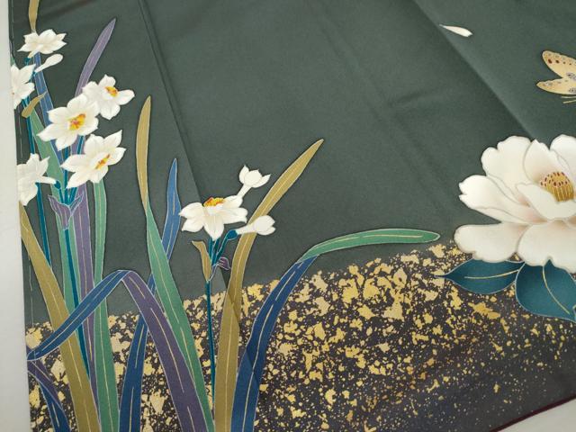 平和屋着物●訪問着　花蝶文　金彩　鈴乃屋扱い　正絹　逸品　AABL0124cs