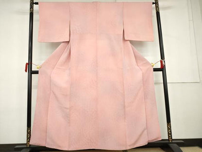 平和屋着物●上質な小紋　草花文　暈し染め　鬼しぼ縮緬　正絹　逸品　AABL0125cs