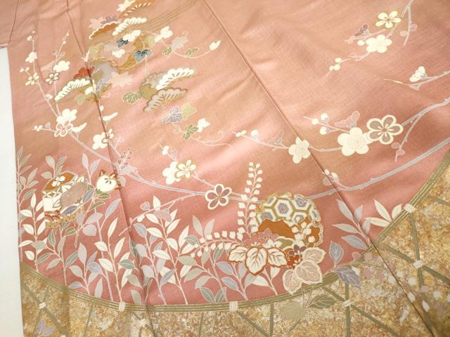 平和屋着物●訪問着　駒刺繍　雪輪松文　金銀彩　正絹　逸品　AABL0126cs