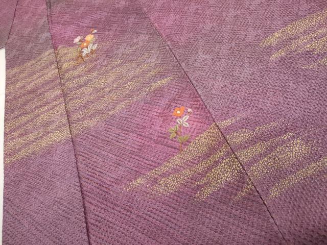 平和屋着物●訪問着　総絞り　総刺繍　草花文　暈し染め　金彩　正絹　逸品　AABL0131cs