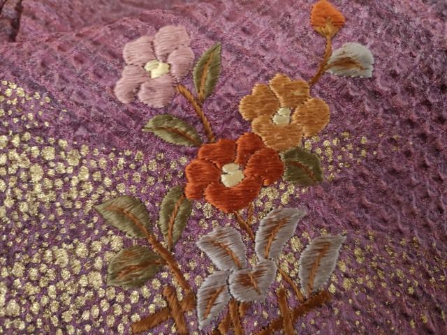 平和屋着物●訪問着　総絞り　総刺繍　草花文　暈し染め　金彩　正絹　逸品　AABL0131cs