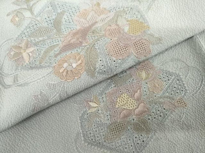 平和屋着物●中国三大刺繍　スワトウ刺繍　汕頭刺繍　総刺繍　訪問着　花文箱文　暈し染め　正絹　逸品　AABL0133cs