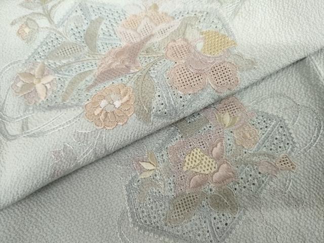 平和屋着物●中国三大刺繍　スワトウ刺繍　汕頭刺繍　総刺繍　訪問着　花文箱文　暈し染め　正絹　逸品　AABL0133cs