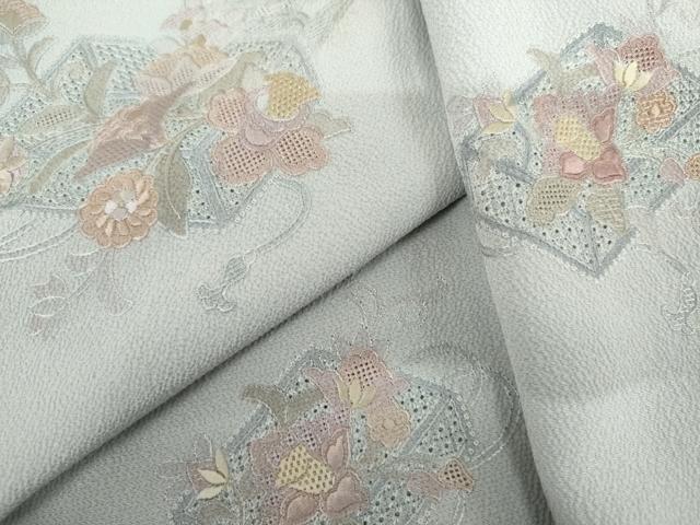 平和屋着物●中国三大刺繍　スワトウ刺繍　汕頭刺繍　総刺繍　訪問着　花文箱文　暈し染め　正絹　逸品　AABL0133cs