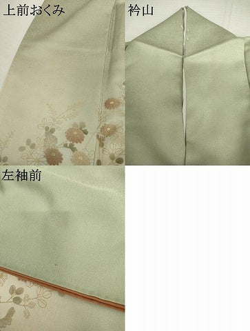 平和屋着物●中国三大刺繍　汕頭刺繍　スワトウ刺繍　訪問着　雪輪草花文　暈し染め　金彩　正絹　逸品　AABL0134cs