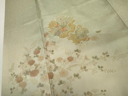 平和屋着物●中国三大刺繍　汕頭刺繍　スワトウ刺繍　訪問着　雪輪草花文　暈し染め　金彩　正絹　逸品　AABL0134cs