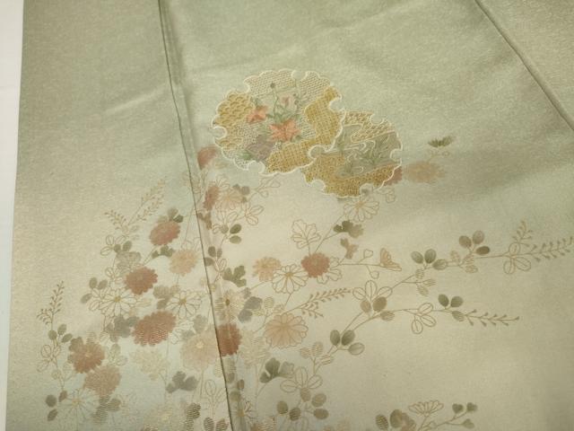 平和屋着物●中国三大刺繍　汕頭刺繍　スワトウ刺繍　訪問着　雪輪草花文　暈し染め　金彩　正絹　逸品　AABL0134cs