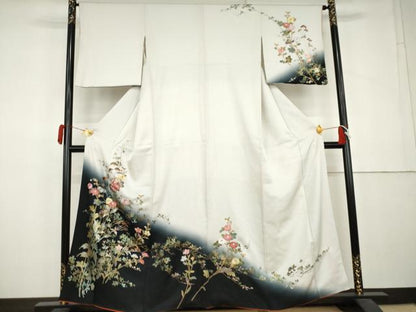 平和屋着物●訪問着　刺繍　枝花文　暈し染め　金糸　金彩　正絹　逸品　AABL0135cs