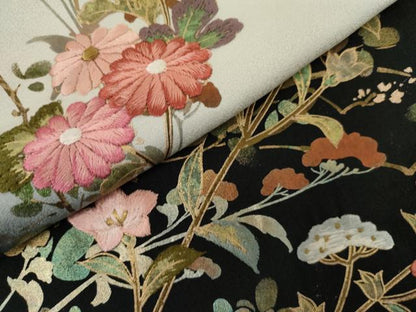 平和屋着物●訪問着　刺繍　枝花文　暈し染め　金糸　金彩　正絹　逸品　AABL0135cs
