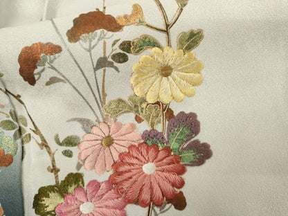 平和屋着物●訪問着　刺繍　枝花文　暈し染め　金糸　金彩　正絹　逸品　AABL0135cs