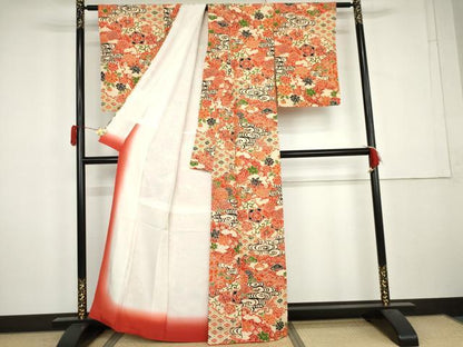 平和屋着物●上質な小紋　型染め　雪輪吉祥花文　正絹　逸品　未使用　AABL0137cs