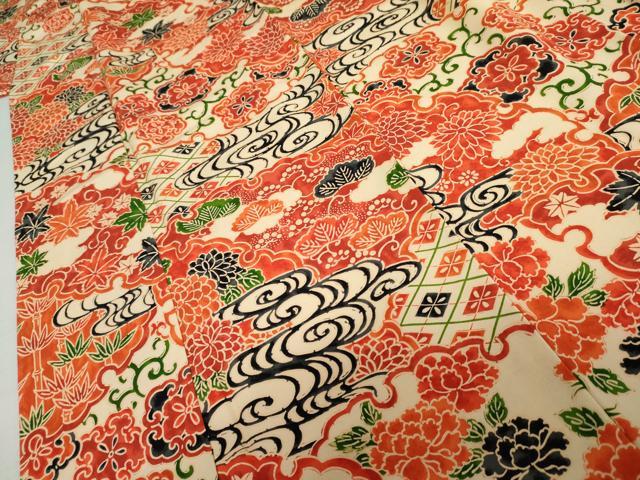 平和屋着物●上質な小紋　型染め　雪輪吉祥花文　正絹　逸品　未使用　AABL0137cs