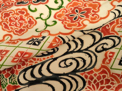 平和屋着物●上質な小紋　型染め　雪輪吉祥花文　正絹　逸品　未使用　AABL0137cs