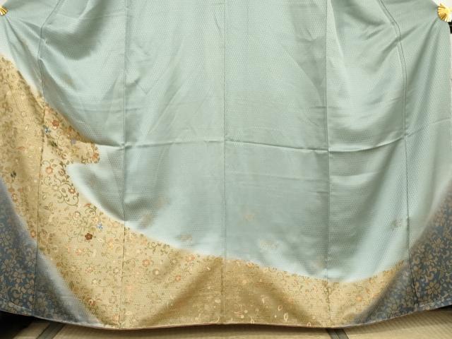 平和屋着物●訪問着　駒刺繍　花唐草文　暈し染め　金糸　金彩　正絹　逸品　AABL0138cs