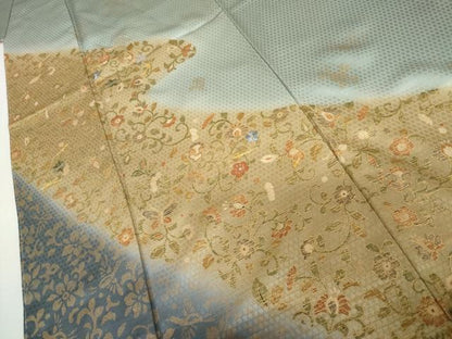 平和屋着物●訪問着　駒刺繍　花唐草文　暈し染め　金糸　金彩　正絹　逸品　AABL0138cs