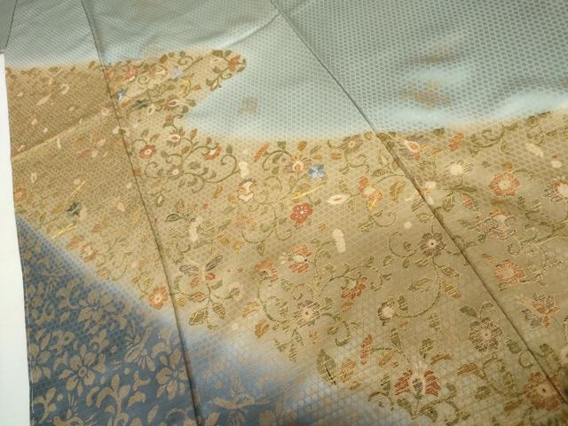 平和屋着物●訪問着　駒刺繍　花唐草文　暈し染め　金糸　金彩　正絹　逸品　AABL0138cs