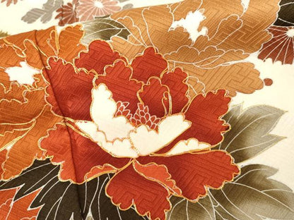 平和屋着物●豪華振袖　絞り　駒刺繍　鴛鴦草花文　金彩　正絹　逸品　AABL0139cs