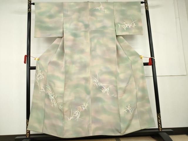 平和屋着物●訪問着　ろうけつ染　草花文　暈し染め　正絹　逸品　AABL0141cs
