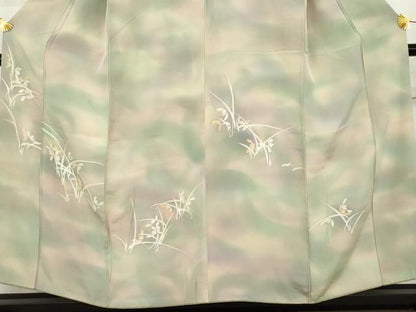平和屋着物●訪問着　ろうけつ染　草花文　暈し染め　正絹　逸品　AABL0141cs