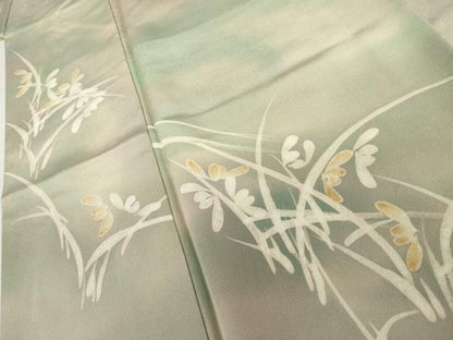 平和屋着物●訪問着　ろうけつ染　草花文　暈し染め　正絹　逸品　AABL0141cs