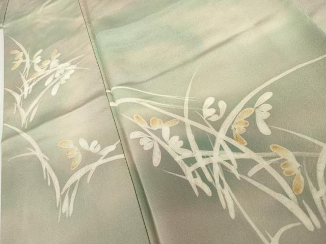 平和屋着物●訪問着　ろうけつ染　草花文　暈し染め　正絹　逸品　AABL0141cs