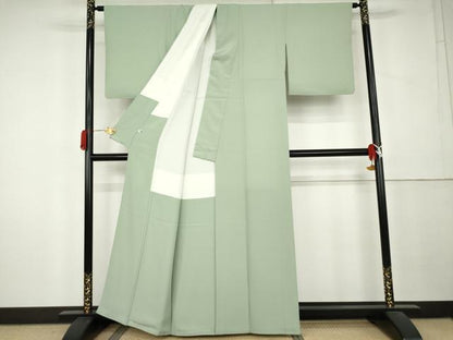 平和屋着物●上質な色無地　作家物　薄萌葱色　正絹　逸品　AABL0145cs