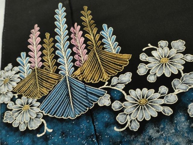 平和屋着物●豪華黒留袖 花唐草文 金銀彩 正絹 逸品 AABL0148cs