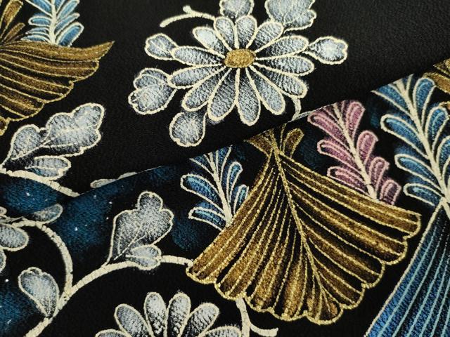 平和屋着物●豪華黒留袖 花唐草文 金銀彩 正絹 逸品 AABL0148cs