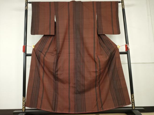 平和屋着物●上質な紬　間道　正絹　逸品　未使用　AABL0149cs
