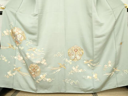 平和屋着物●金彩友禅作家　金彩の魔術師　堀省平　金煌織　色留袖　鳳凰枝花文　金銀彩　正絹　逸品　AABL0150cs