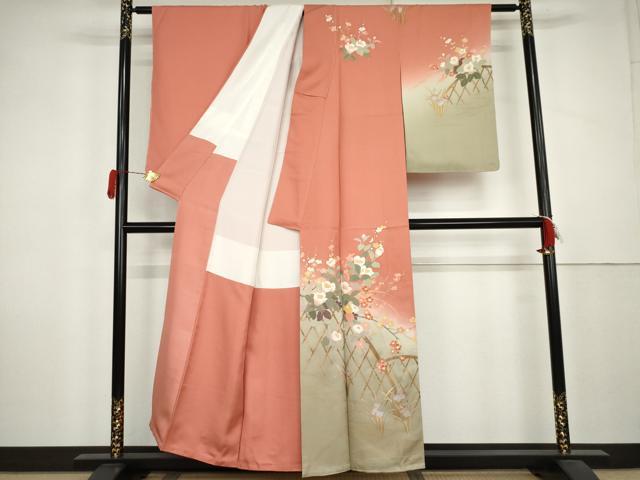 平和屋着物▼訪問着　花籬文　暈し染め　金彩　正絹　逸品　未使用　AABL0152cs