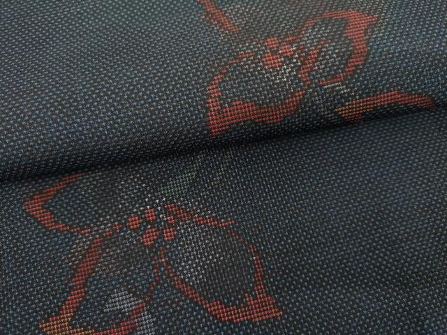 平和屋着物▼本場大島紬　9マルキ　枝花文　正絹　逸品　未使用　AABL0153cs