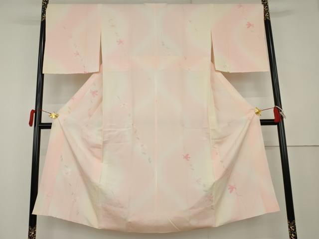 平和屋着物●長襦袢　袷　手描き　枝花文　暈し染め　正絹　逸品　AABL0154cs