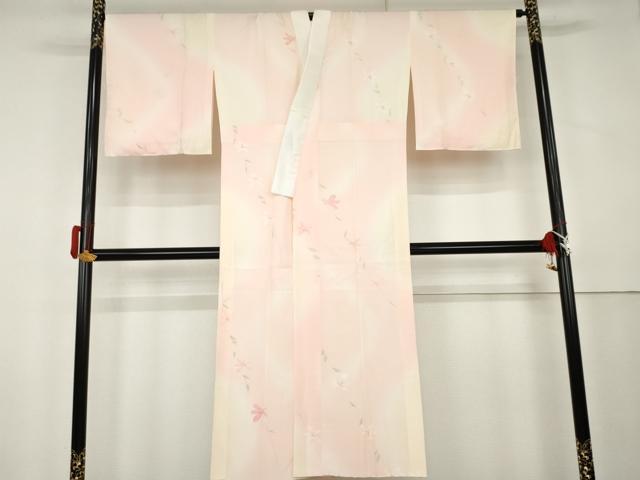 平和屋着物●長襦袢　袷　手描き　枝花文　暈し染め　正絹　逸品　AABL0154cs