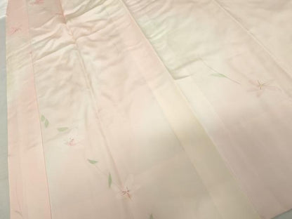 平和屋着物●長襦袢　袷　手描き　枝花文　暈し染め　正絹　逸品　AABL0154cs