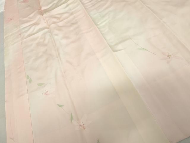 平和屋着物●長襦袢　袷　手描き　枝花文　暈し染め　正絹　逸品　AABL0154cs