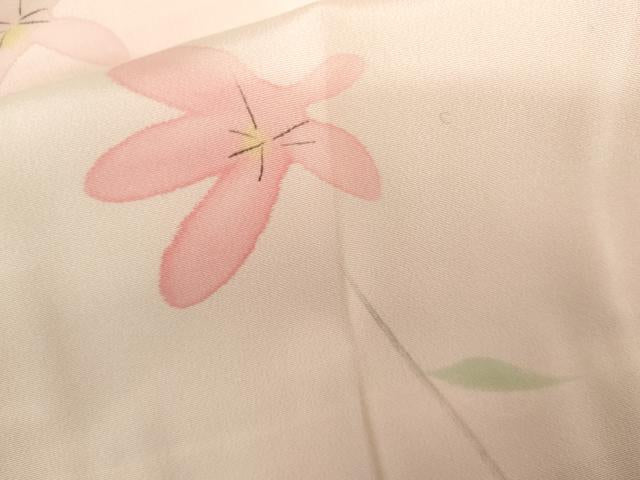 平和屋着物●長襦袢　袷　手描き　枝花文　暈し染め　正絹　逸品　AABL0154cs