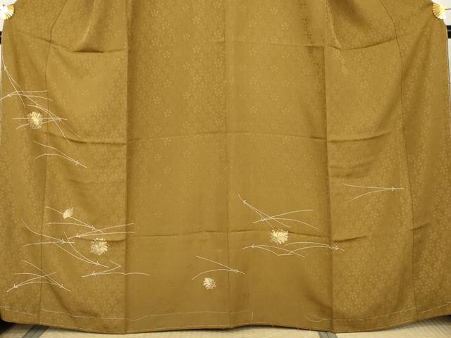 平和屋着物●訪問着　刺繍　松ぼっくり　敷松葉　金糸　正絹　逸品　未使用　AABL0157cs