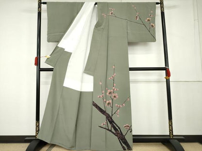 平和屋着物●訪問着　作家物　枝梅文　正絹　逸品　AABL0159cs