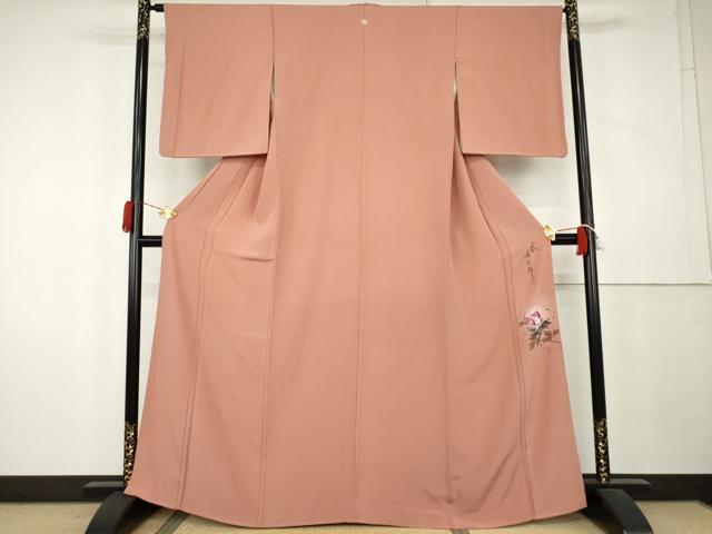平和屋着物●二代目清次郎　手描き　色無地　薄紅色　正絹　逸品　AABL0160cs