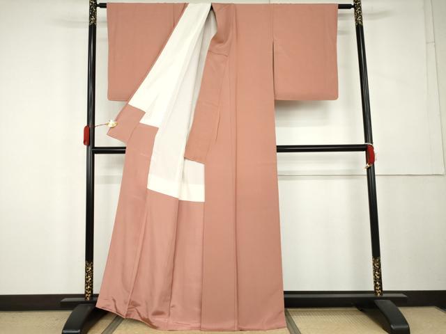 平和屋着物●二代目清次郎　手描き　色無地　薄紅色　正絹　逸品　AABL0160cs