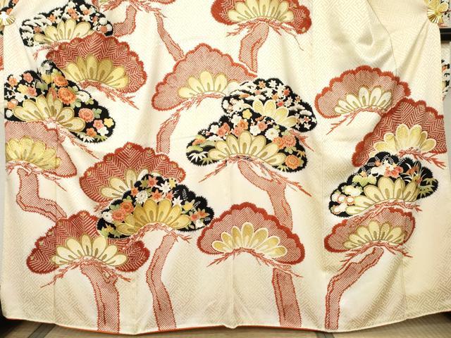 平和屋着物●豪華振袖 駒刺繍 枝松文 暈し染め 金彩 正絹 逸品 AABL0162cs
