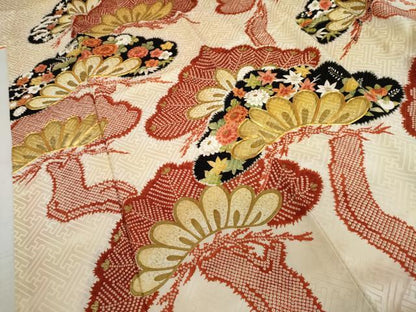 平和屋着物●豪華振袖 駒刺繍 枝松文 暈し染め 金彩 正絹 逸品 AABL0162cs